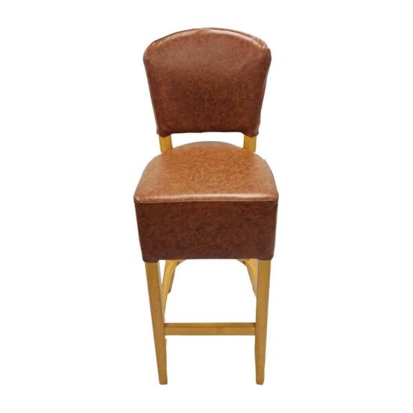 Hanoi Bar Chair in Soft Oak with Bison Tan Vinyl - Image 2