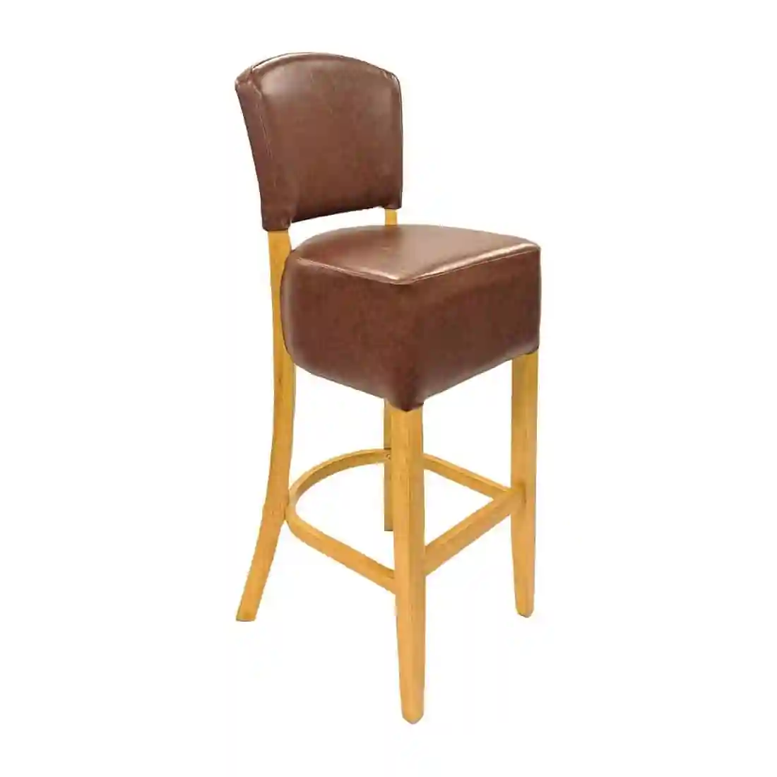 Hanoi Bar Chair in Soft Oak with Bison Espresso Vinyl - Image 1