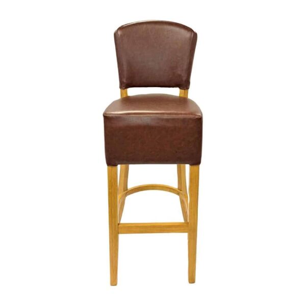 Hanoi Bar Chair in Soft Oak with Bison Espresso Vinyl - Image 2