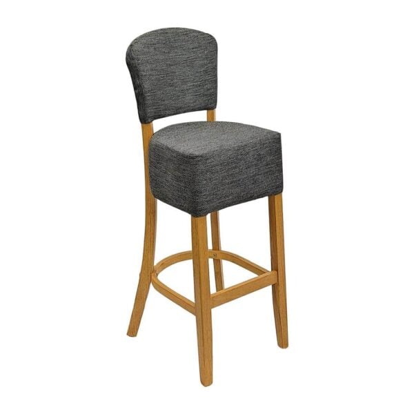 Hanoi Bar Chairs in Soft Oak with Shetland Smoke Seatpad - Image 2