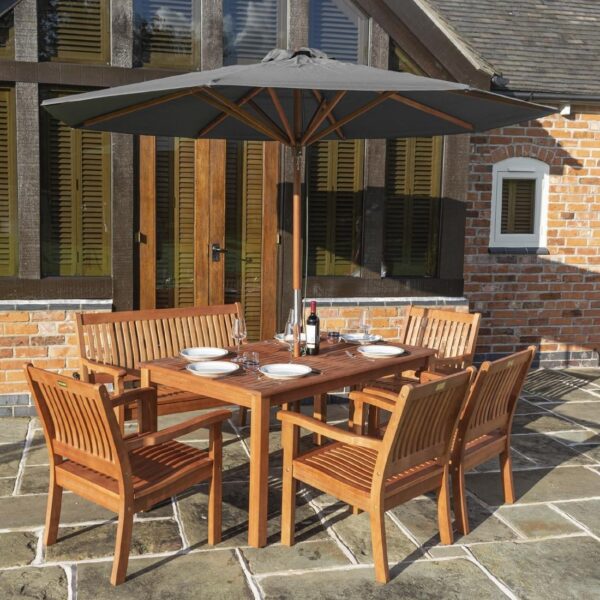 Rowlinson Willington Wooden Parasol Grey 2.7m - Image 7