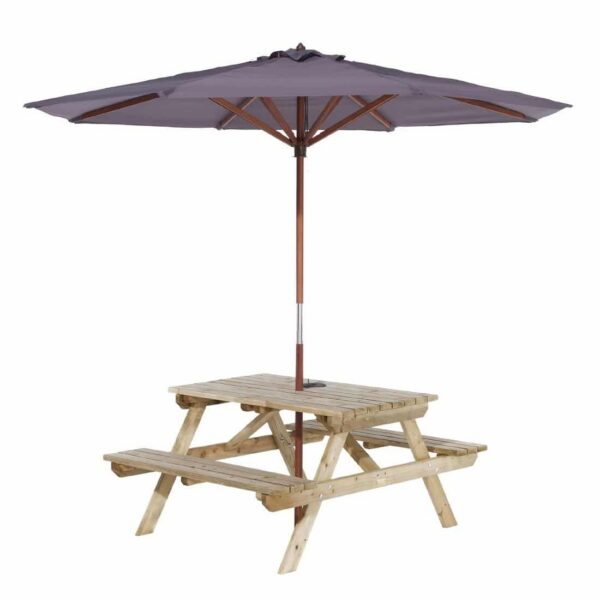 Rowlinson Picnic Table 4ft with Grey Parasol 2.7m - Image 2