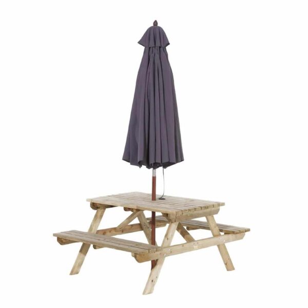 Rowlinson Picnic Table 4ft with Grey Parasol 2.7m - Image 3