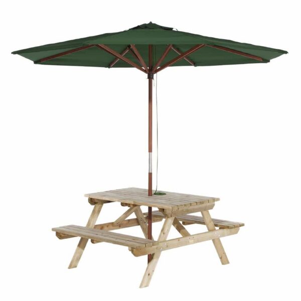 Rowlinson Picnic Table 5ft With Green Parasol 2.7m - Image 2