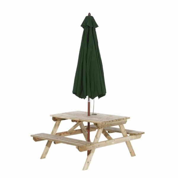 Rowlinson Picnic Table 5ft With Green Parasol 2.7m - Image 3