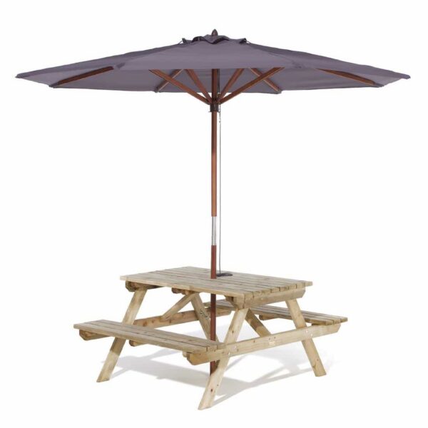 Rowlinson Picnic Table 5ft with Grey Parasol 2.7m - Image 2