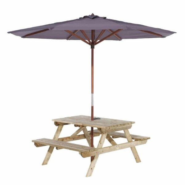 Rowlinson Picnic Table 6ft with Grey Parasol 2.7m - Image 2