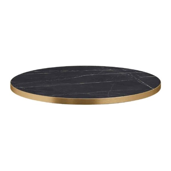 Omega Round Laminate Table Top Black Marble 600mm - Image 2