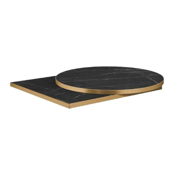 Omega Round Laminate Table Top Black Marble 800mm - Image 2