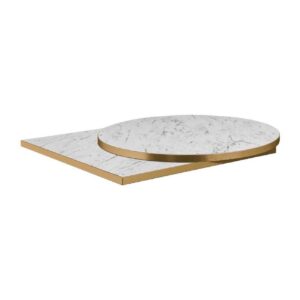 Omega Round Laminate Table Top White Carrara Marble 800mm