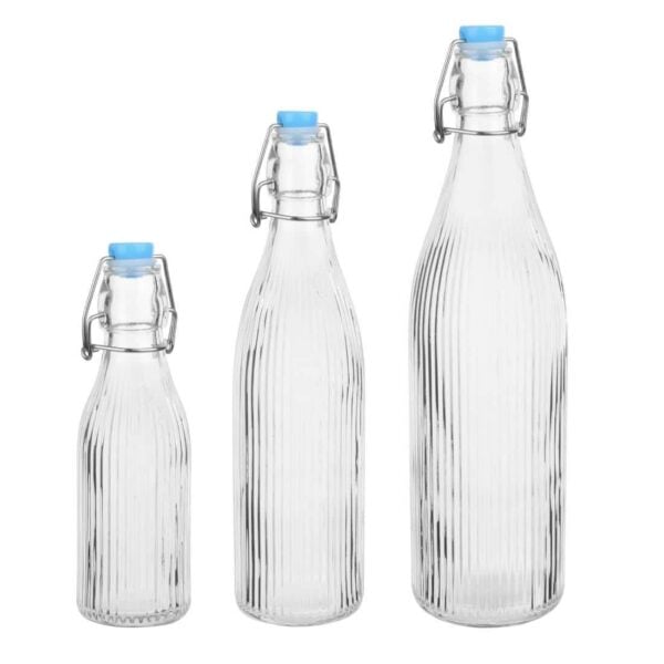 Olympia Ridged Swing Top Water Bottles 200ml (6 Pack) - Image 4