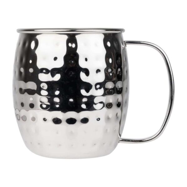 Olympia Barware Hammered Stainless Steel Mugs 440ml - Image 2