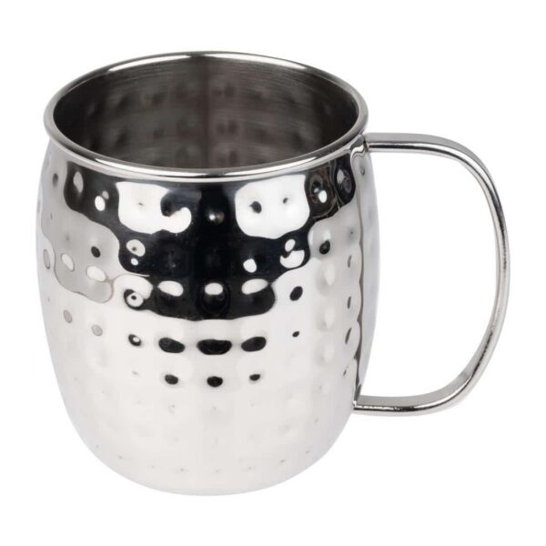 Olympia Barware Hammered Stainless Steel Mugs 440ml - Image 3