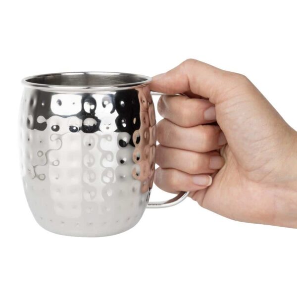 Olympia Barware Hammered Stainless Steel Mugs 440ml - Image 4