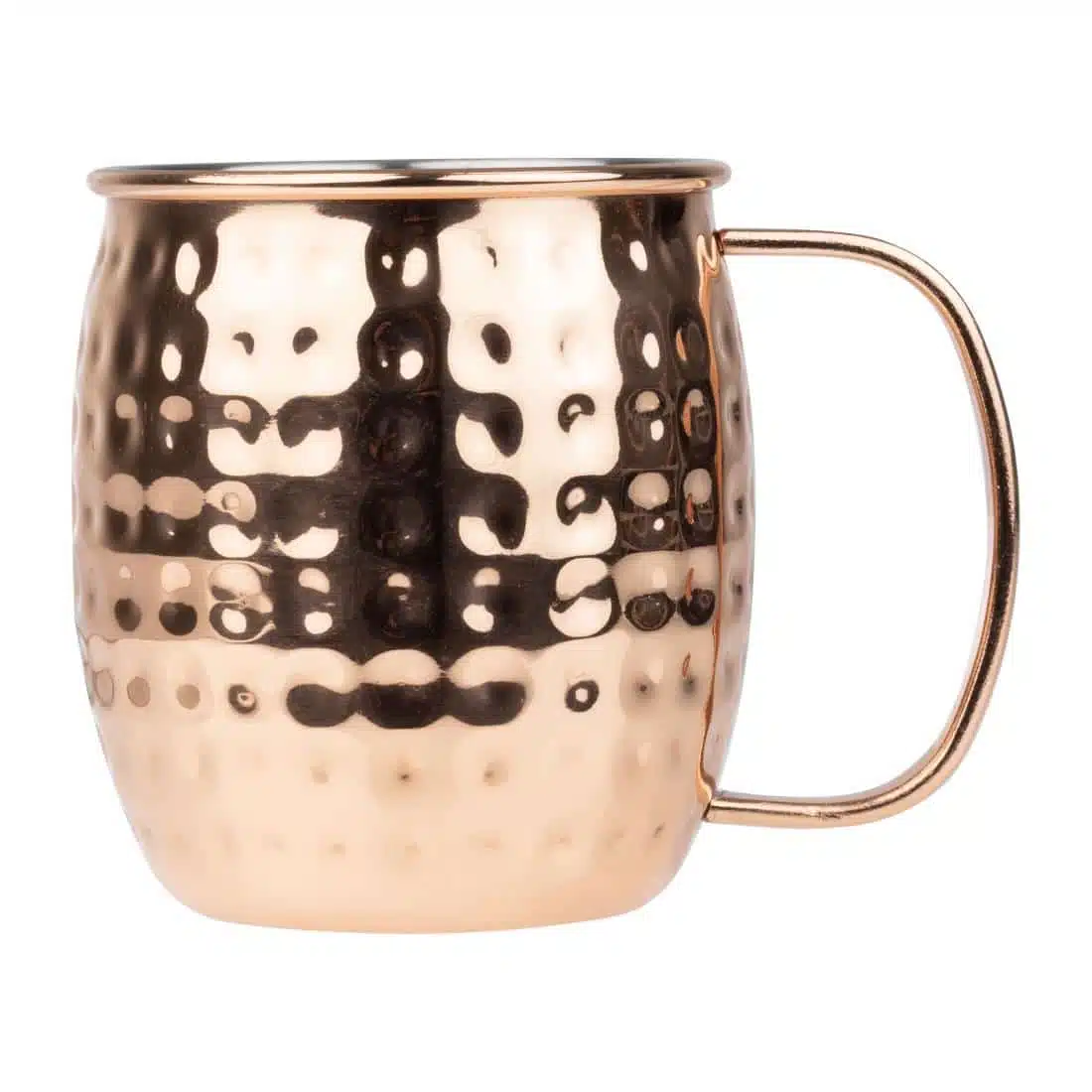 Olympia Barware Hammered Stainless Steel Copper Coated Mugs 440ml - Image 1