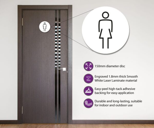 Ladies Toilet Door Symbol. 150mm - Image 4