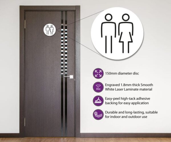 Ladies & Gents Toilet Door Symbol 150mm - Image 3