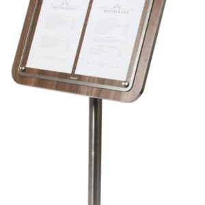 Large Industrial Walnut Menu Stand
