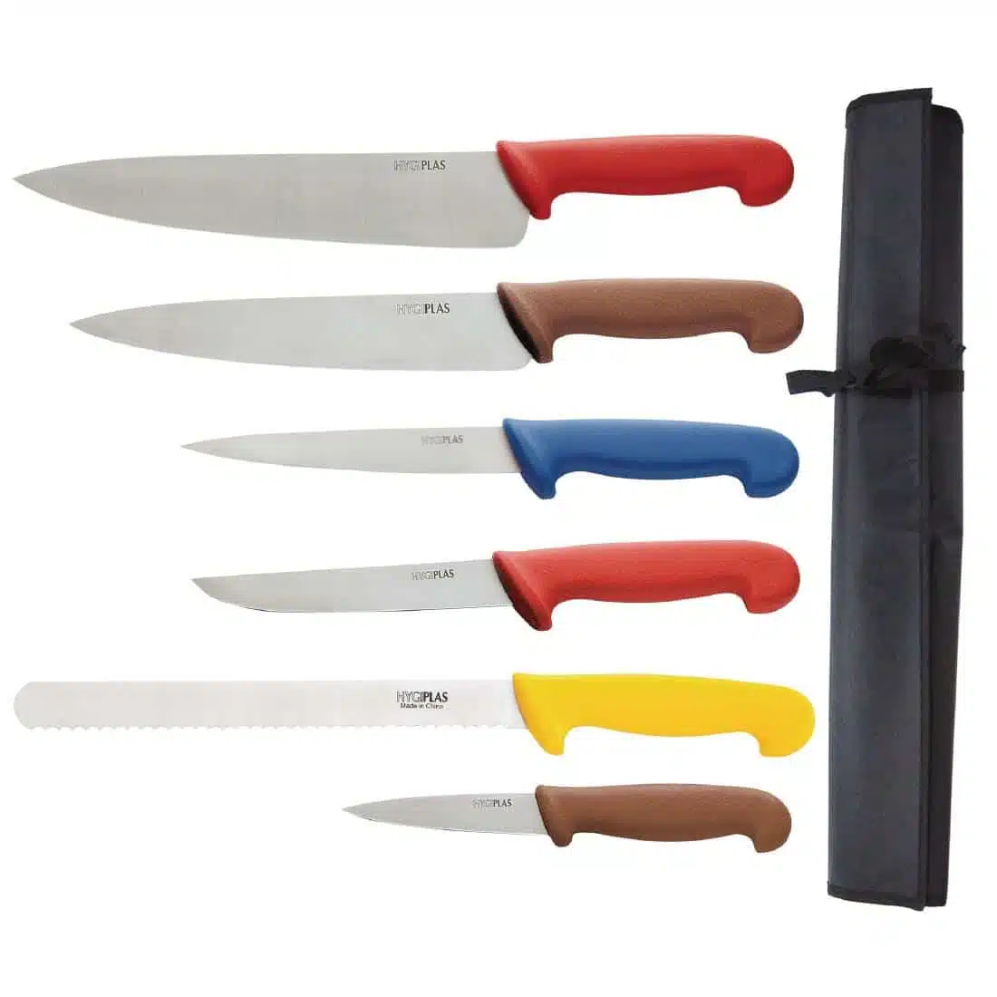 Hygiplas Colour Coded Chefs Knife Set with Wallet - Image 1