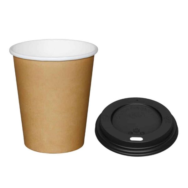 Special Offer Fiesta Recyclable Brown 225ml Hot Cups and Black Lids (Pack of 1000) - Image 2