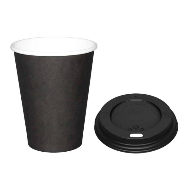 Special Offer Fiesta Recyclable Black 225ml Hot Cups and Black Lids (Pack of 1000) - Image 2