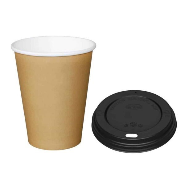 Special Offer Fiesta Recyclable Brown 340ml Hot Cups and Black Lids (Pack of 1000) - Image 2