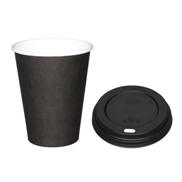 Special Offer Fiesta Recyclable Black Hot Cups and Lids 340ml (Pack of 1000) - Image 2