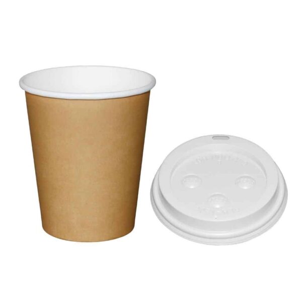Special Offer Fiesta Recyclable Brown 225ml Hot Cups and White Lids (Pack of 1000) - Image 2