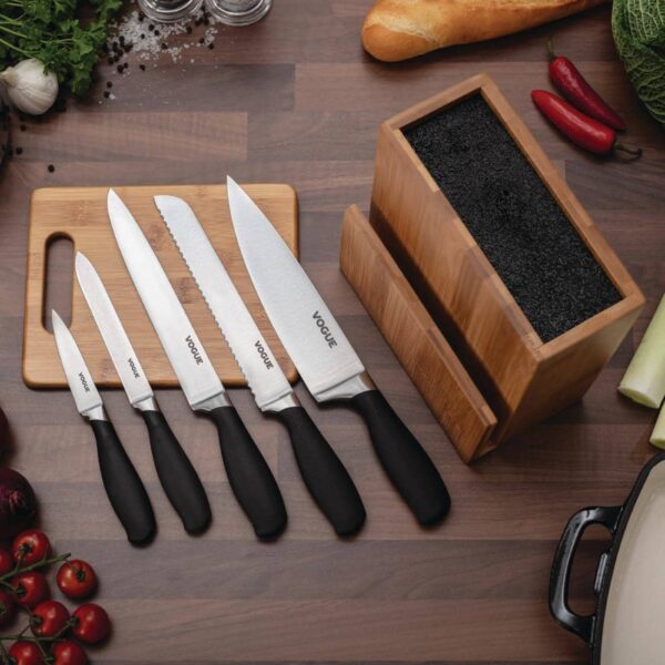 Vogue Prep Like A Pro 5-Piece Soft-Grip Knife Set With Knife Block and Chopping Board - Image 3