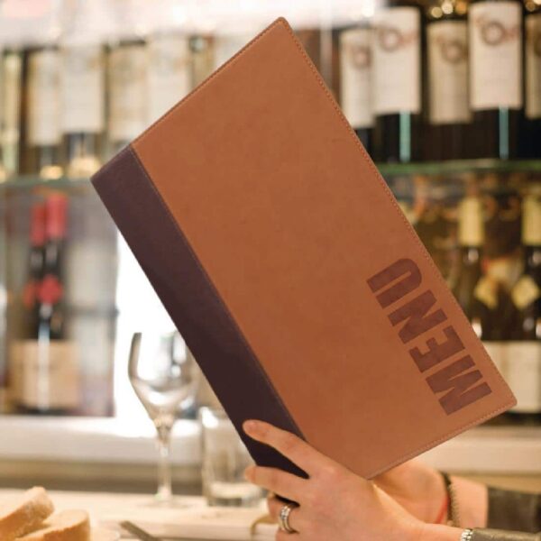 Securit Contemporary Menu Covers and Storage Box A4 Tan - Image 4