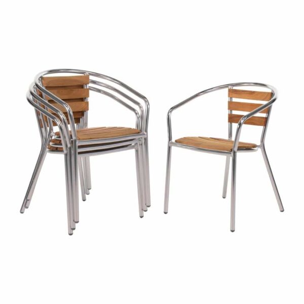 Bolero Aluminium and Ash Chairs (Pack of 4) - Image 2