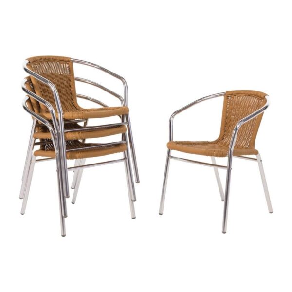 Bolero Aluminium and Natural Wicker Chair (Pack of 4) - Image 2