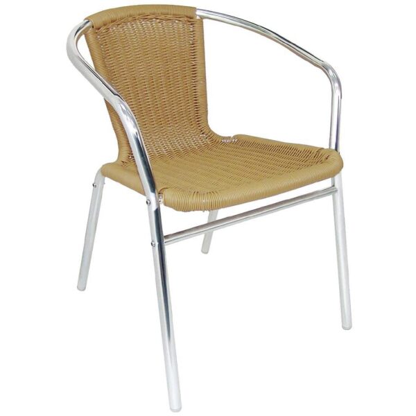 Bolero Aluminium and Natural Wicker Chair (Pack of 4) - Image 3