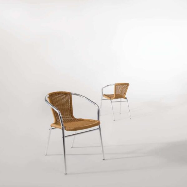 Bolero Aluminium and Natural Wicker Chair (Pack of 4) - Image 6
