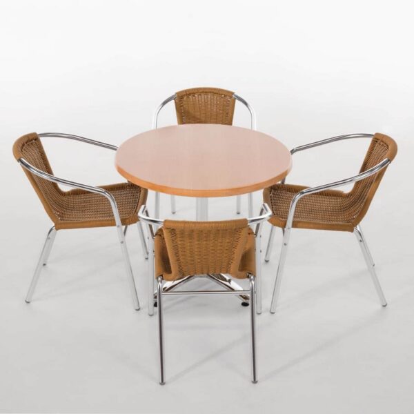 Bolero Aluminium and Natural Wicker Chair (Pack of 4) - Image 8
