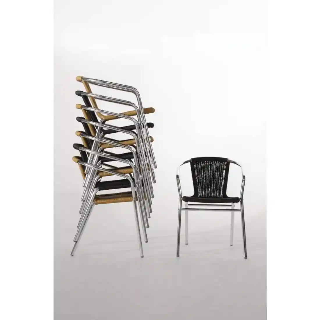 Bolero Aluminium and Natural Wicker Chair (Pack of 4) - Image 8