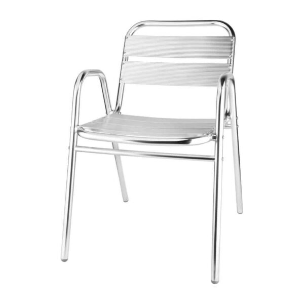 Bolero Aluminium Stacking Chairs Arched Arms (Pack of 4) - Image 2