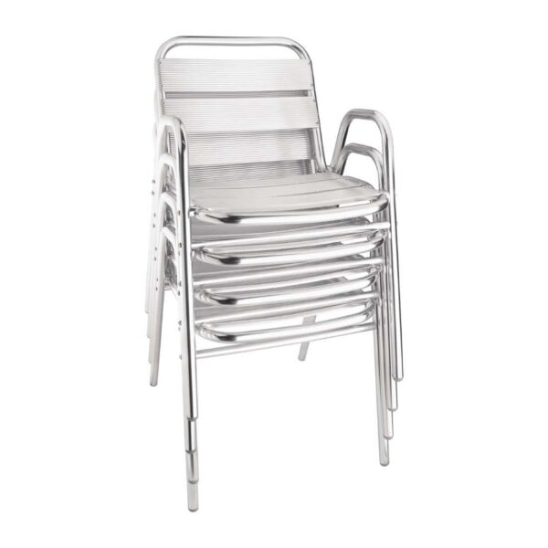 Bolero Aluminium Stacking Chairs Arched Arms (Pack of 4) - Image 5
