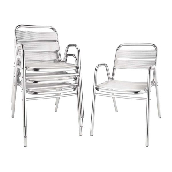 Bolero Aluminium Stacking Chairs Arched Arms (Pack of 4) - Image 6