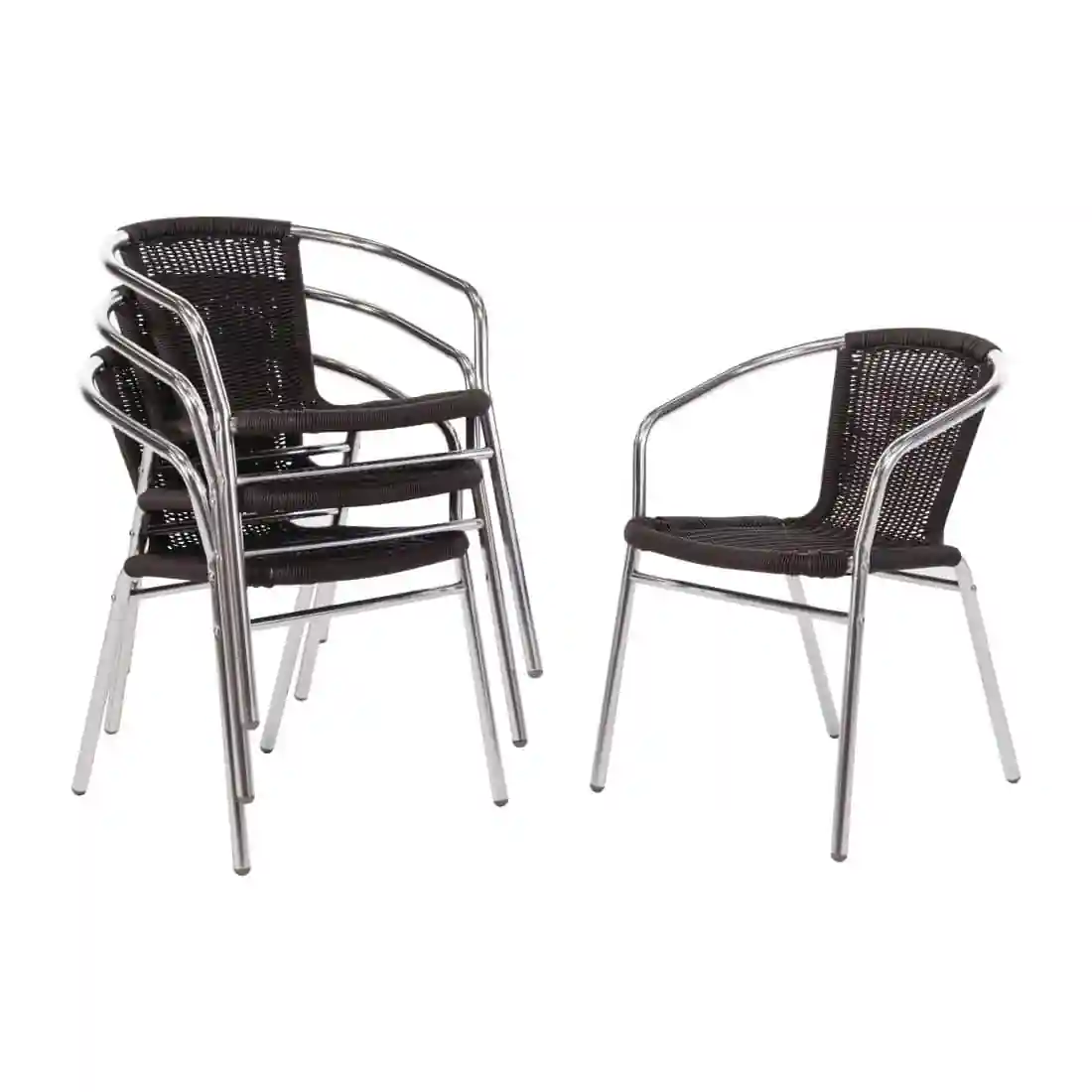 Bolero Aluminium and Black Wicker Chairs Black (Pack of 4) - Image 1