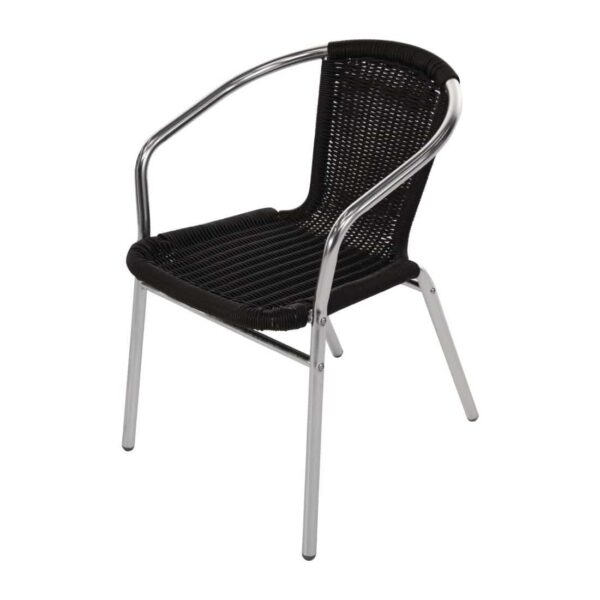 Bolero Aluminium and Black Wicker Chairs Black (Pack of 4) - Image 4