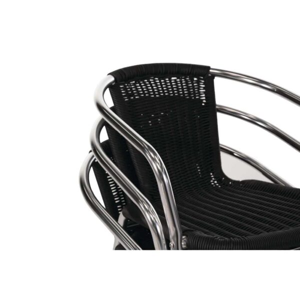 Bolero Aluminium and Black Wicker Chairs Black (Pack of 4) - Image 5