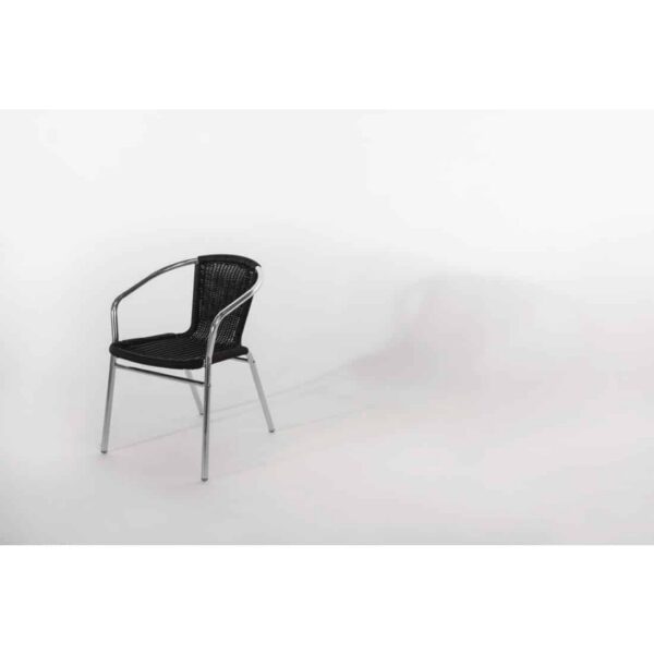Bolero Aluminium and Black Wicker Chairs Black (Pack of 4) - Image 7