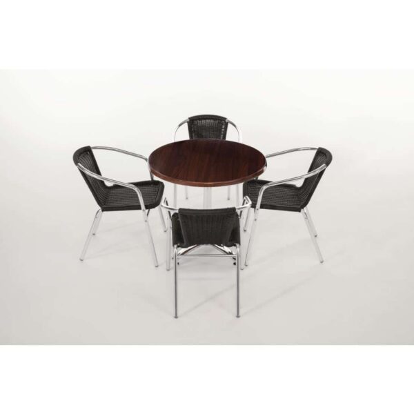 Bolero Aluminium and Black Wicker Chairs Black (Pack of 4) - Image 8