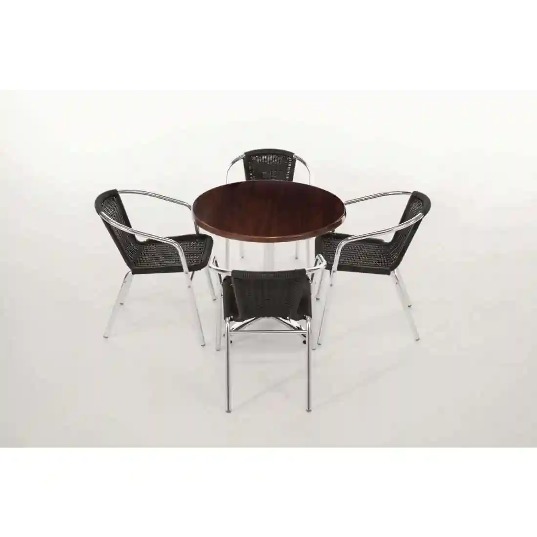 Bolero Aluminium and Black Wicker Chairs Black (Pack of 4) - Image 7
