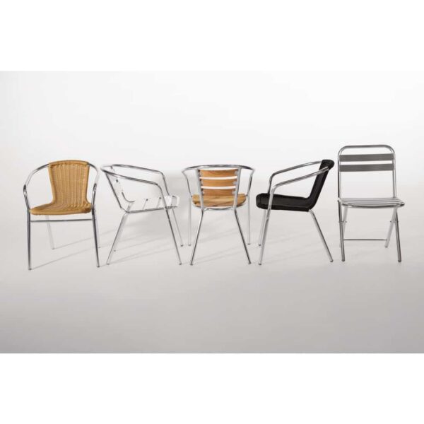 Bolero Aluminium and Black Wicker Chairs Black (Pack of 4) - Image 9