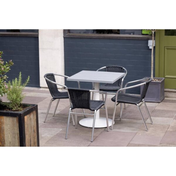 Bolero Aluminium and Black Wicker Chairs Black (Pack of 4) - Image 10