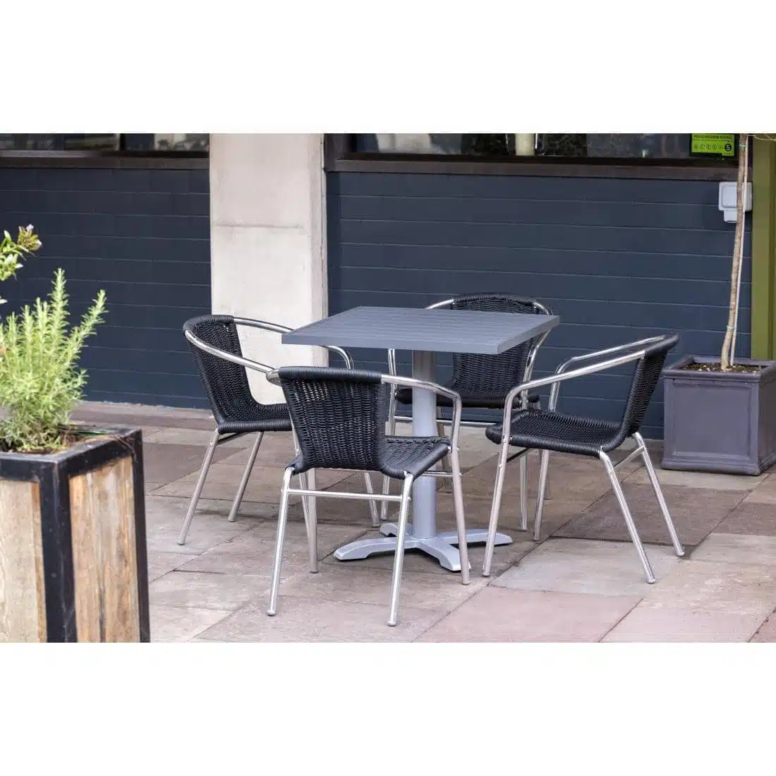 Bolero Aluminium and Black Wicker Chairs Black (Pack of 4) - Image 10