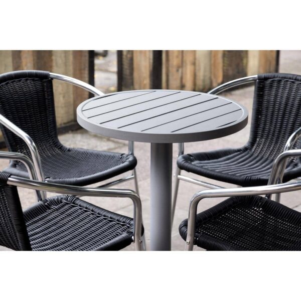 Bolero Aluminium and Black Wicker Chairs Black (Pack of 4) - Image 13