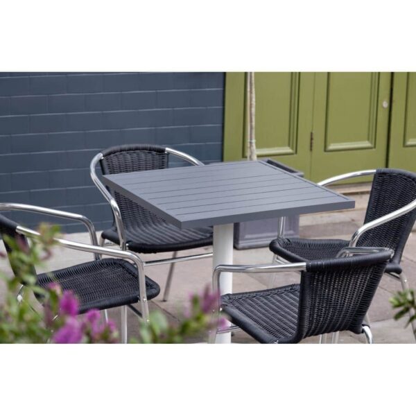 Bolero Aluminium and Black Wicker Chairs Black (Pack of 4) - Image 14